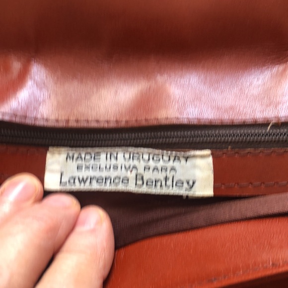 Lawrence Bentley Leather Clutch Terra-cotta suede detail. Chic, classic stylish - Picture 5 of 15